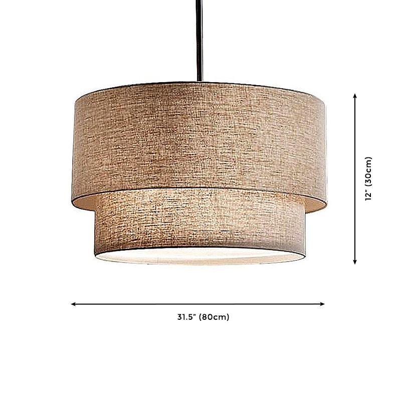 4-Light Flaxen Shaded Drum Chandelier for Dining Room
