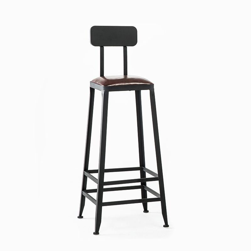 Industrial Black Counter Chair Squared Metal Footrest Counter-height Stool