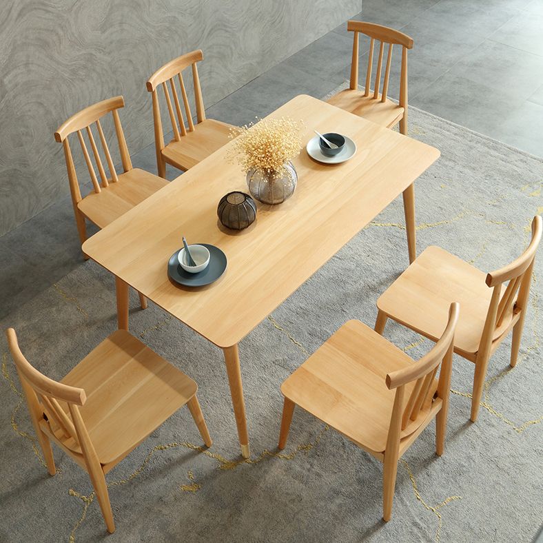 Rectangle Luxury Dining Table Wood Color Fixed Table with Beechwood Solid Wood