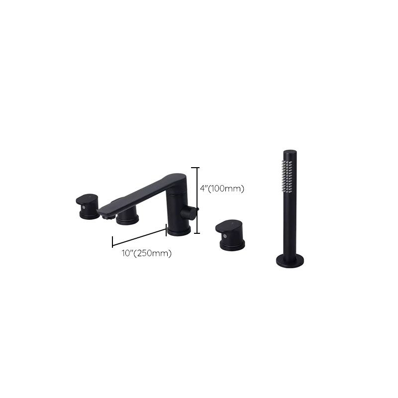 Deck Mounted Tub Filler Copper Lever Handle Low Arc Handshower Tub Filler