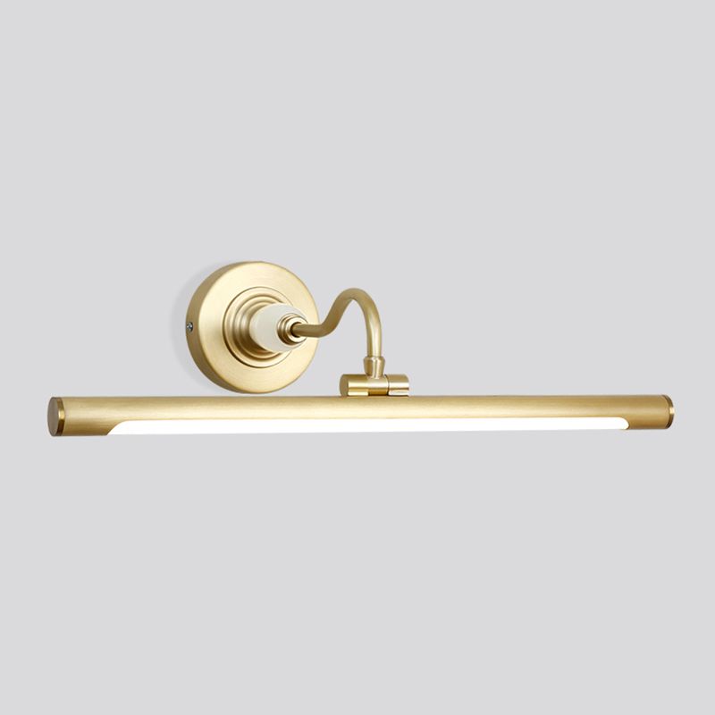 Metal linear Shade Mirro Wall Lights Modern 1 Head Wall Mount Fixture in Brass