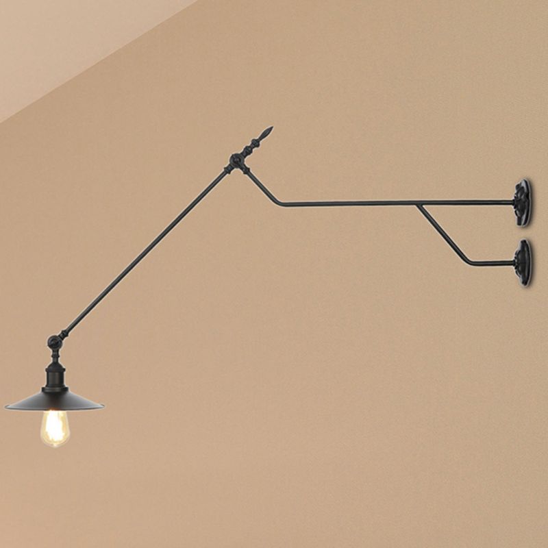 Metal Black/Red/White Sconce Light Cone Shade 1-Light Industrial Wall Mounted Light for Living Room