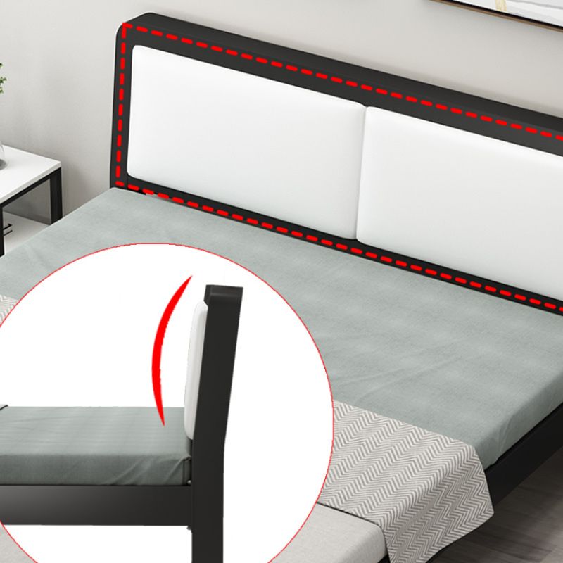 Contemporary Metal Bed with Slat Headboard Rectangular Adjustable Bed