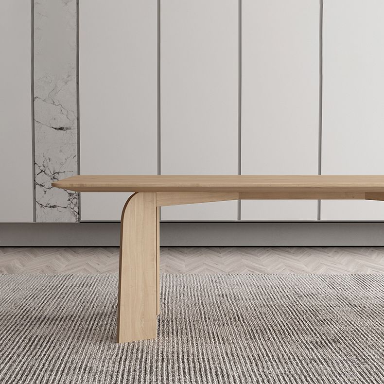 4 Natural Finish Legs Dining Table Modern Solid Wood Rectangle Dining Table