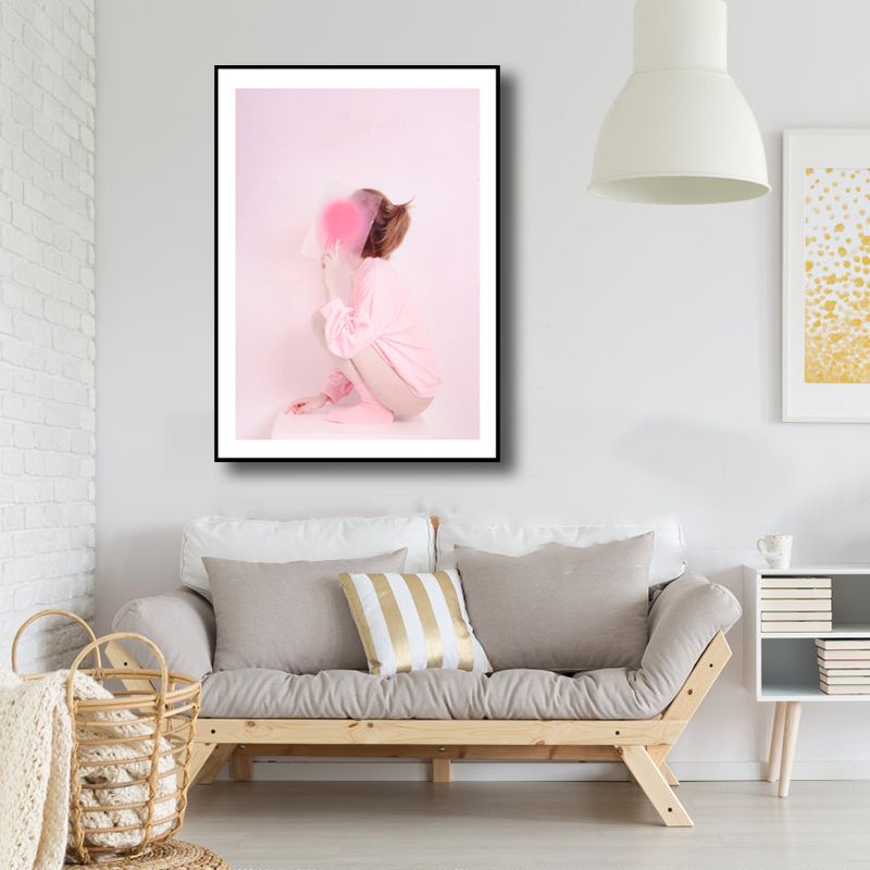 Pink Girly Canvas Wall Art Textured Nordic Girls Bedroom Wall Decor, Multiple Sizes