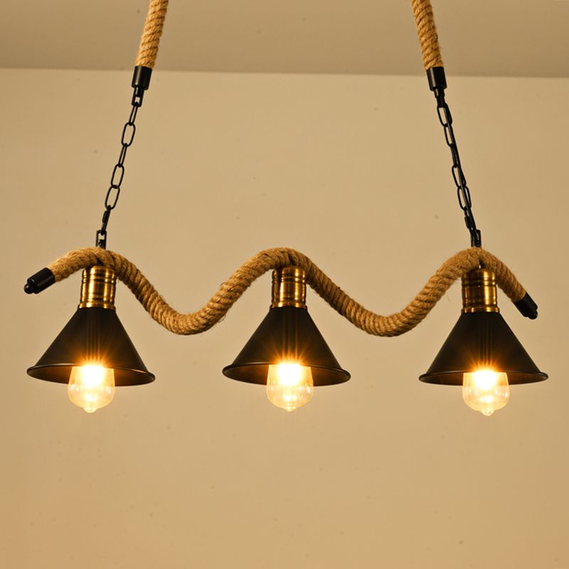 Island Pendant Natural Rope Light Retro Room Light Foyer Light