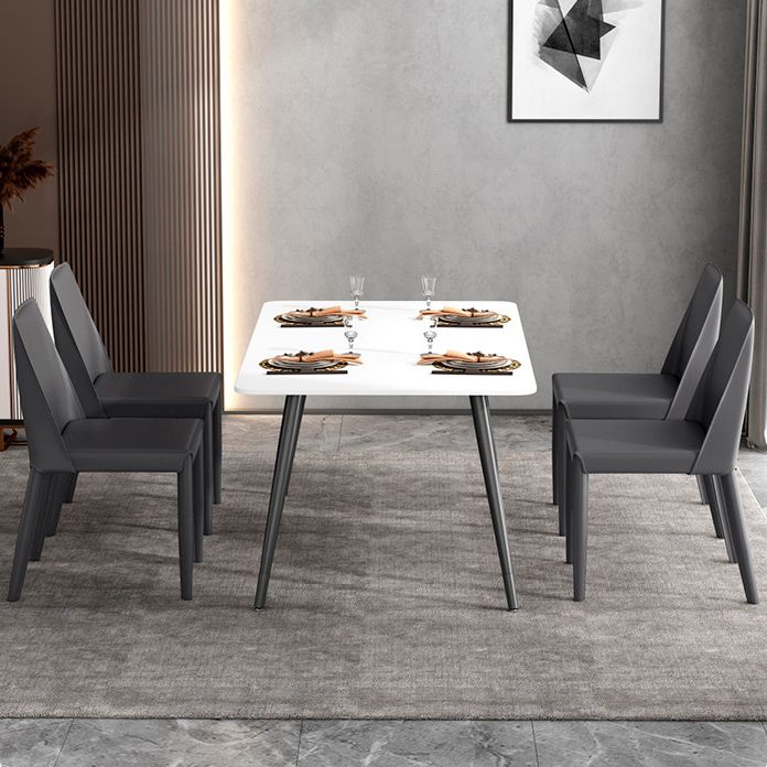 Faux Leather Armless Dining Chairs Contemporary Side Chair Set