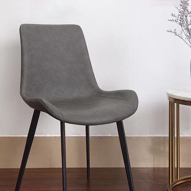 Contemporary Leather Hotel Side Chair Solid Back Matte Finish Dining Chair