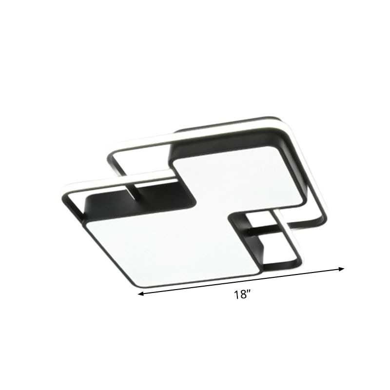 Lampe encastrée à LED géométrique noire/blanche 18"/21,5" W moderne en gel de silice proche du plafonnier en blanc/lumière 3 couleurs