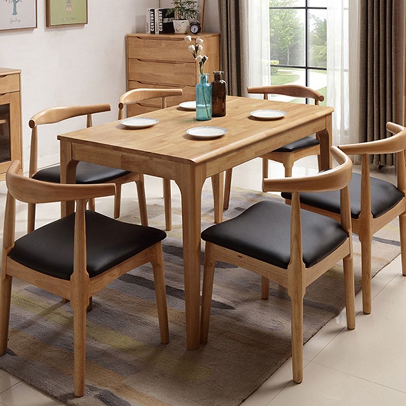 Tavolo da pranzo rettangolare contemporaneo tavolo in legno massiccio di gomma con 4 gambe