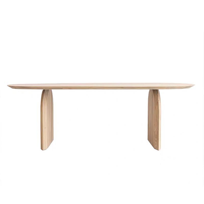 Modern Solid Wood Top Oval Dinette Table Wood Base Dining Table for Living Room