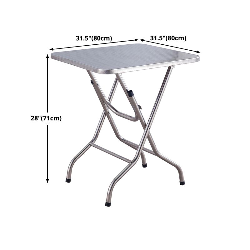 Industrial Style Dining Table Square Stainless Steel Folding Dining Table for Home Use