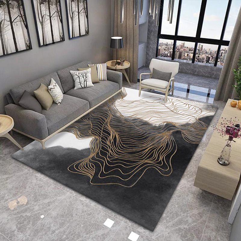 Modern Indoor Rug Abstract Pattern Creative Area Rug Polyester Stain Resistant Rug for Living Room