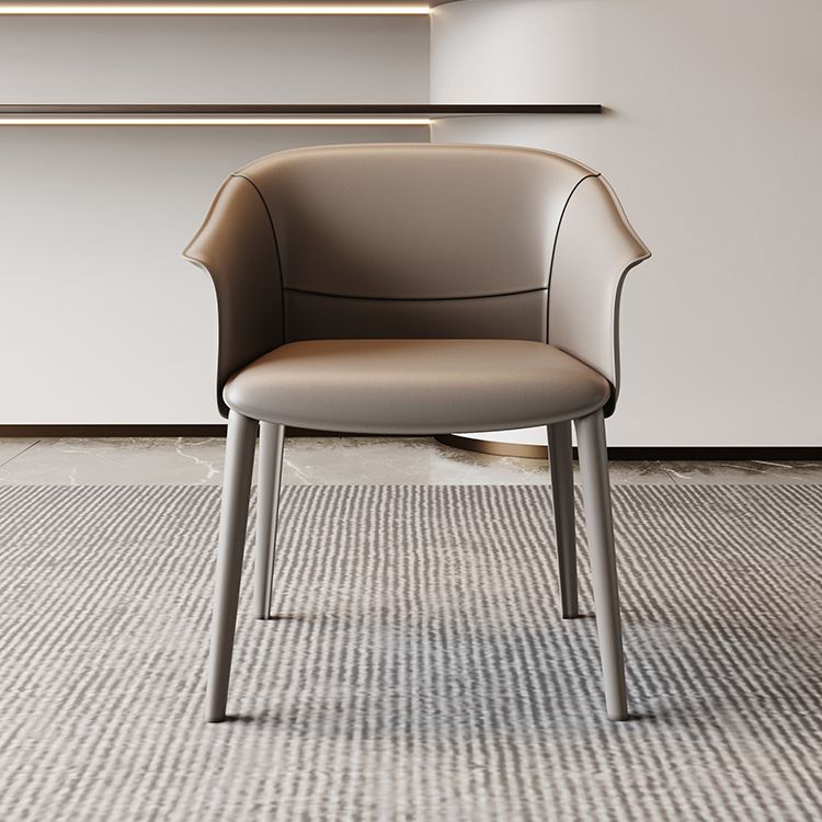 Modern Upholstered Guest Chair Faux Leather Dining Arm Chair