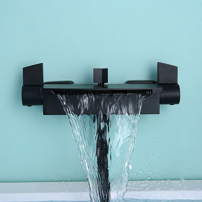 Modern Wall Mounted Copper Tub Filler Low Arc Waterfall Tub Faucet Trim