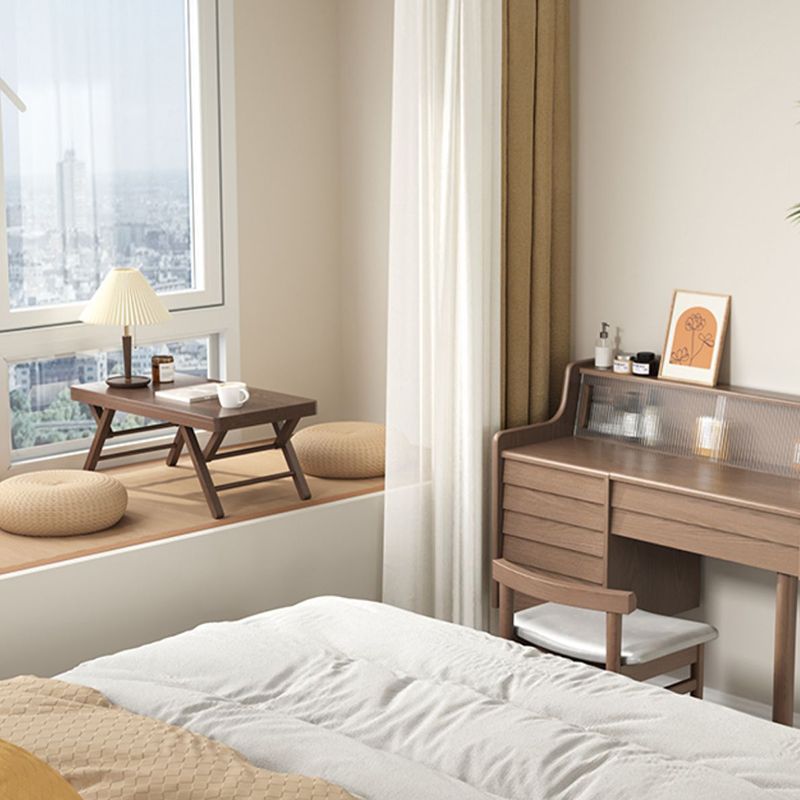 Traditional Rubber Wood Sofa Side Accent Table with 4 Legs for Bedroom