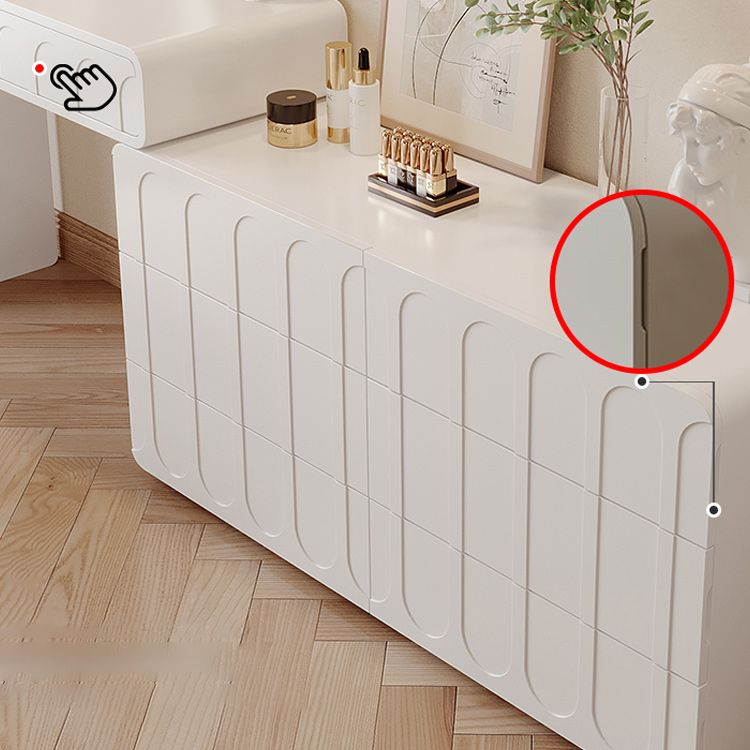 Lighted Mirror Makeup Vanity Desk in Wood Vanity Dressing Table Set for Bedroom