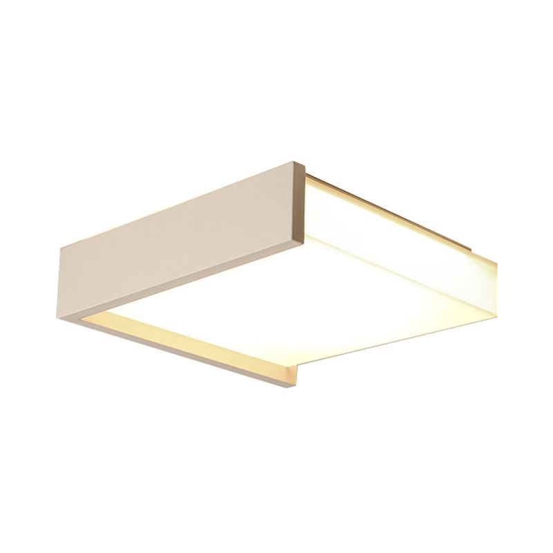 16"/19.5" Wide LED Bedroom Flush Mount Black/White Flush Ceiling Light Fixture with Brick Acrylic Shade, Warm/White Light