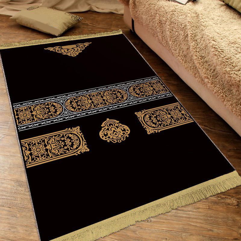 Modern Black Carpet Graphic Polyester Carpet Washable Carpet for Home Decor