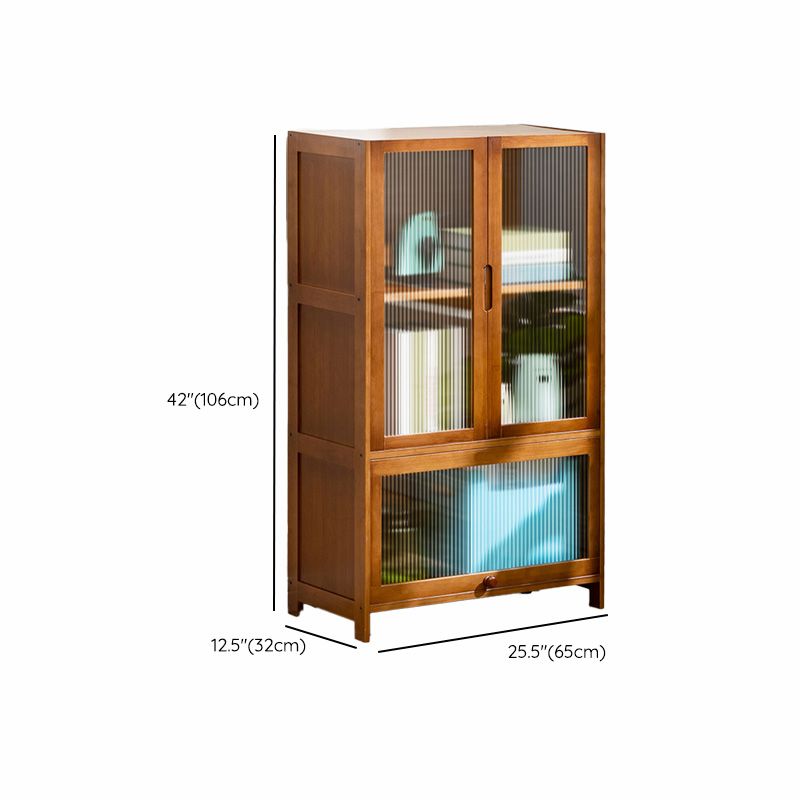 Contemporary Brown Accent Cabinet with Acrylic Doors Rectangle Cabinet