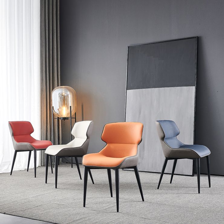 Nordic Style Leder Esszimmerstuhl Wingback Seitenstuhl für den Heimgebrauch