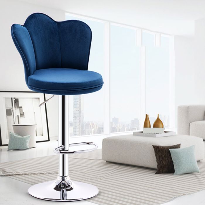 Modern Upholstered Swivel Stool Footrest Low Back Counter Chair with Metal Base