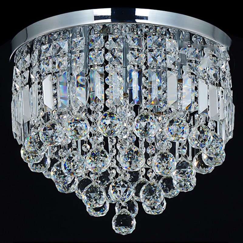 Raindrop Ceiling Mounted Fixture Modern Crystal Bedroom Ceiling Mounted Light in Chrome