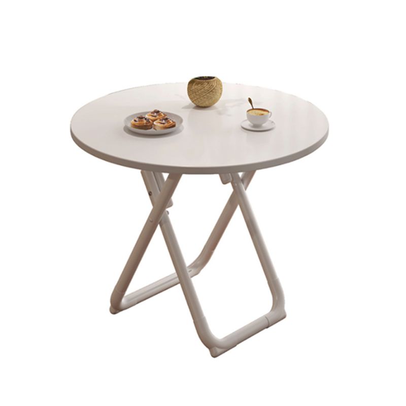 Modern Folding Dining Table Wooden Tabletop with Metal Base for Home