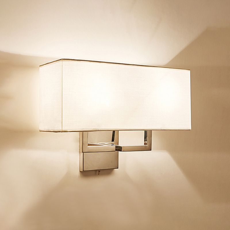 Modernisme LED -wand sconce met stofschaduw Chrome rechthoekige wandmontage Lichte bevestiging