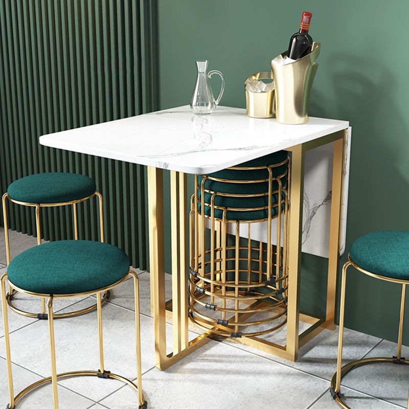 Foldable Artificial Wooden Top Dining Table Extendable Trestle Base Round Table