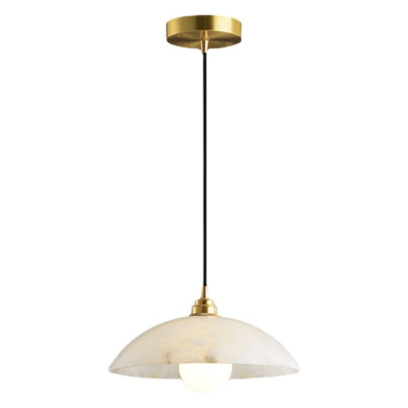 11.8 pulgadas de ancho tono de cúpula colgante de mármol blanco simplicidad lámpara colgante de latón