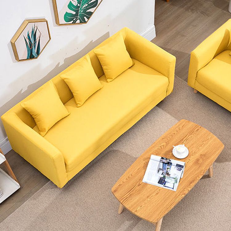 Contemporary 23.62" H Cotton Blend Tuxedo Arm Sofa for Living Room