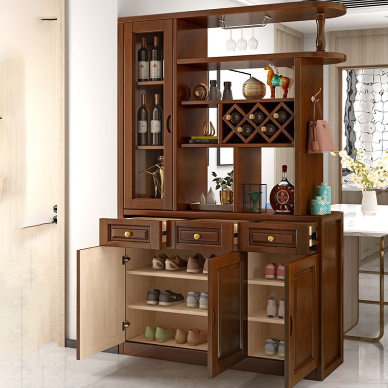 Contemporary 78.74" H Cabinet Solid Wood Accent Cabinet with Drawers and doors
