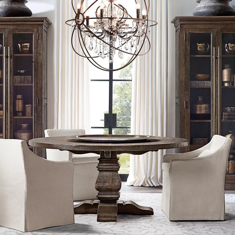 Gyroscope Chandelier Modern Crystal Living Room Hanging Light Fixture in Rust