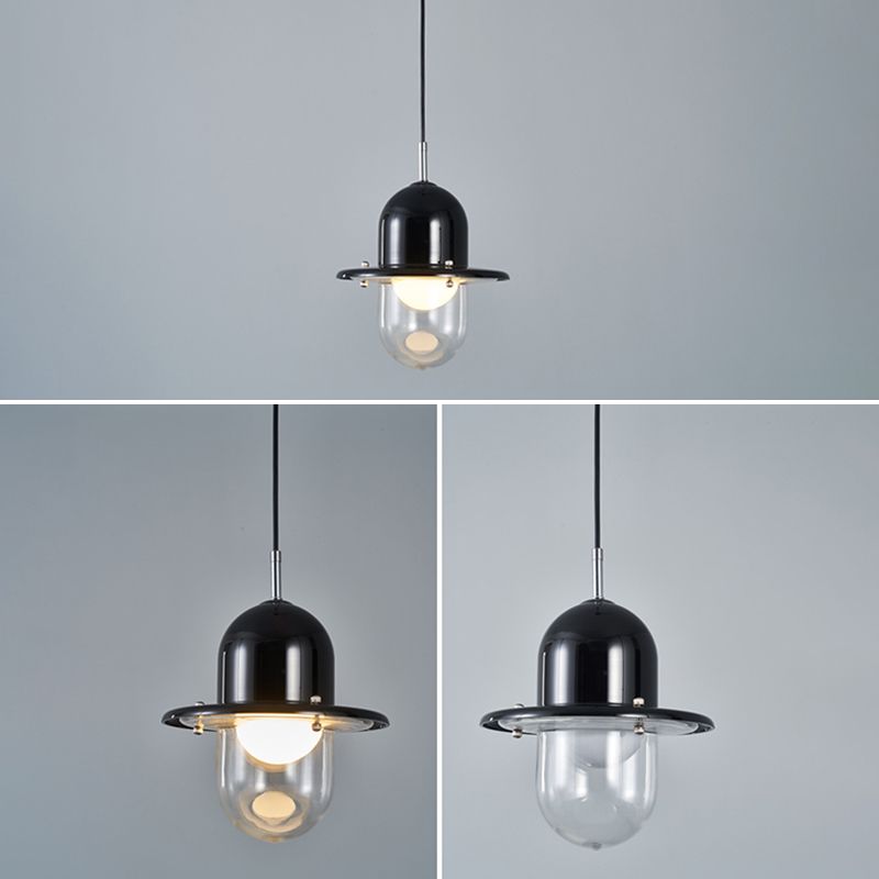 Éclairage de pendentif en verre transparent lampe à suspension à 1 lumière minimaliste pour chambre à coucher