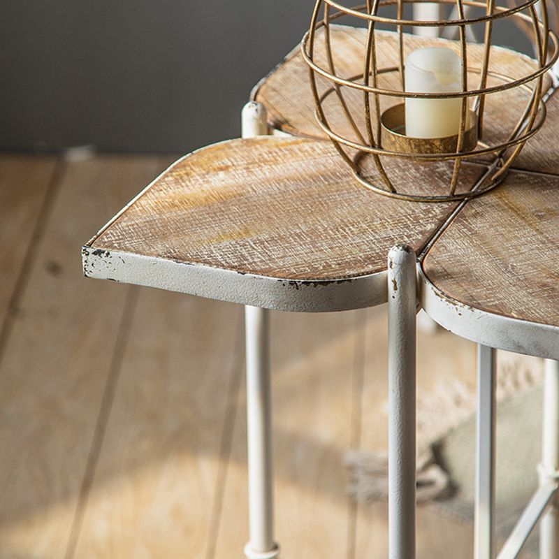 Solid Wood End Table French Country Distressed Side Table in Brown