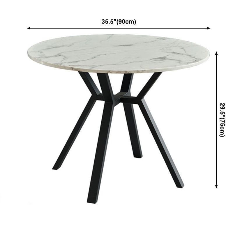Mesa de comedor blanca de mármol redonda Simplicidad de 4 patas para comedor para comedor