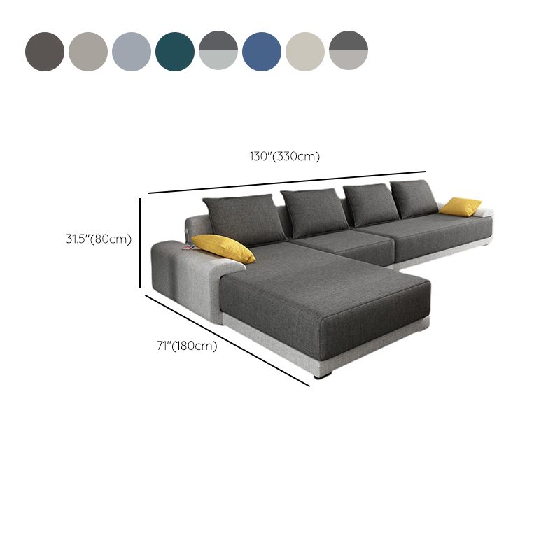 Contemporary Style Seating Pillows Recessed Arm Living Room Stationary Sofa