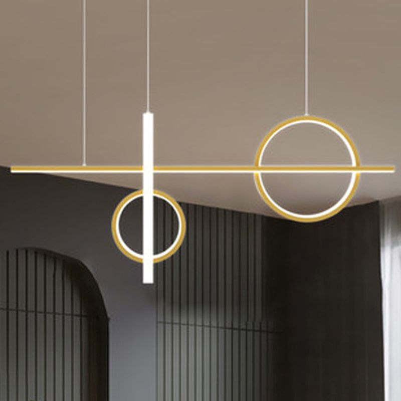 LED Parlour Pendant Lighting Fixture Contemporary Ceiling Suspension Lamp with Lines Acrylic Shade