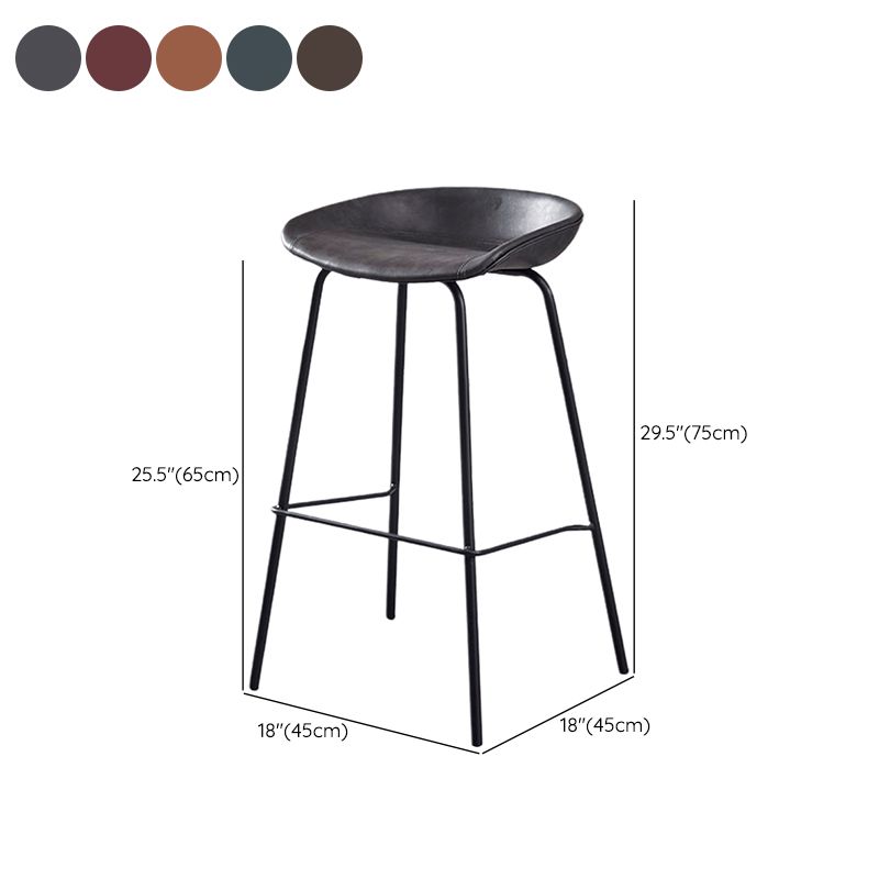 Industrial Style Counter Stool Armless Upholstered Bar Stool with Metal Legs
