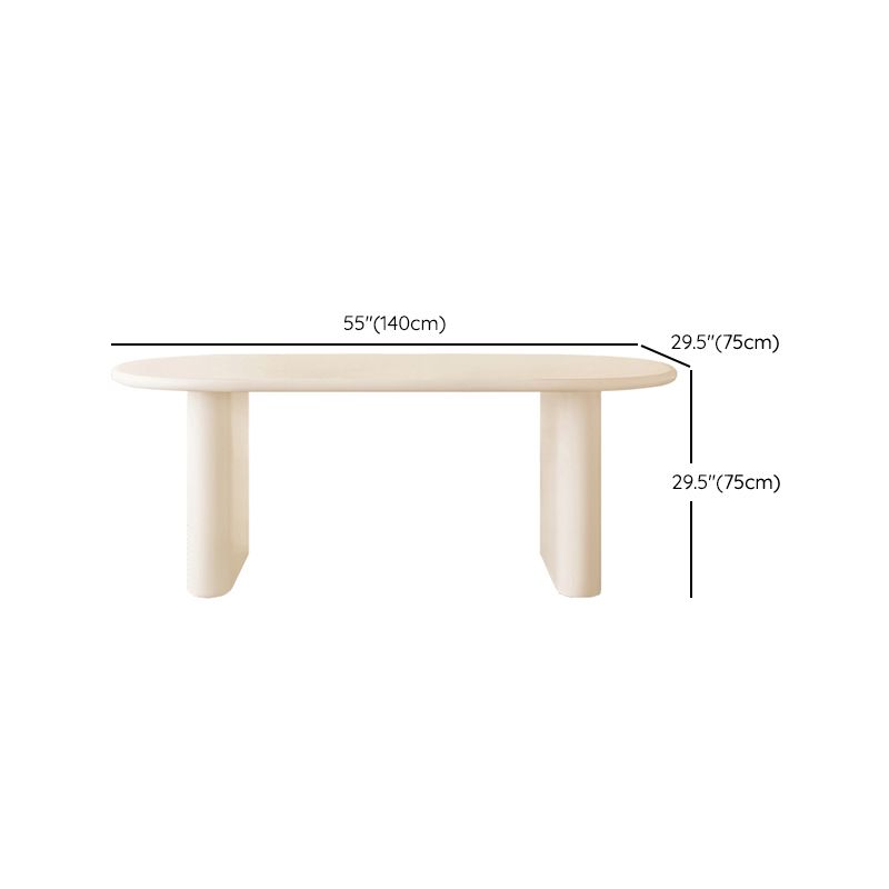 Double Pedestal Dining Table Solid Wood Dining Table in White for Dining Room
