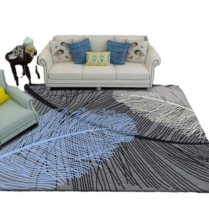 Light Brown Feather Rug Polyester Minimalist Rug Non-Slip Backing Rug for Drawing Room