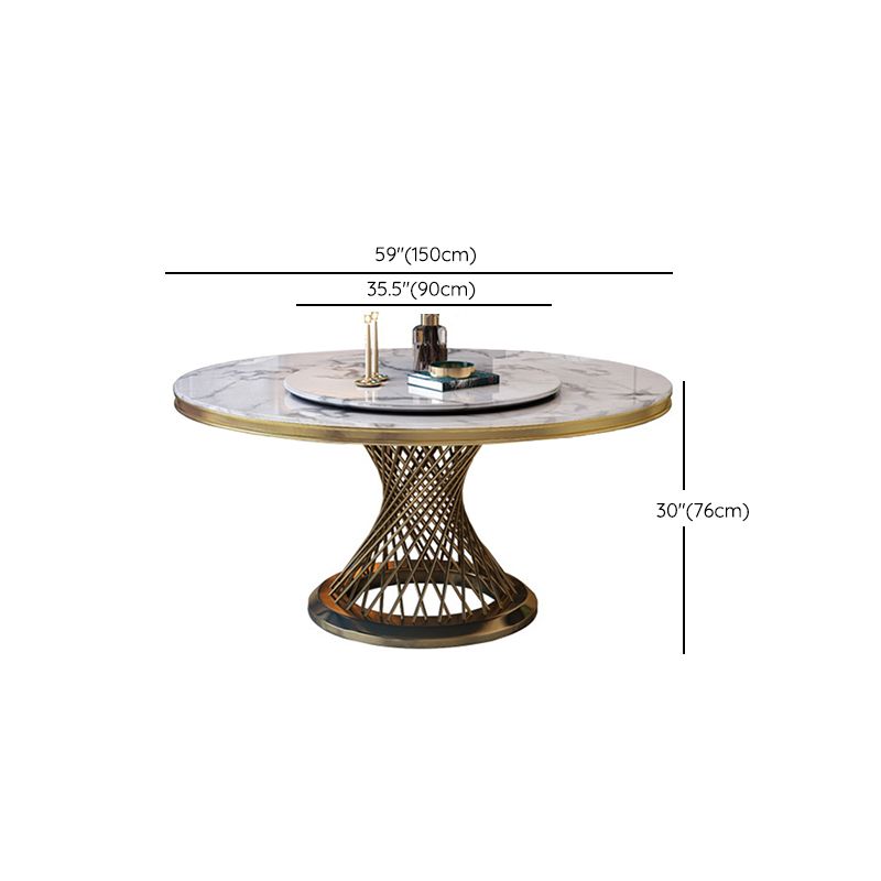 Modern Round Dining Table Steel Base Pedestal Table for Home Kitchen