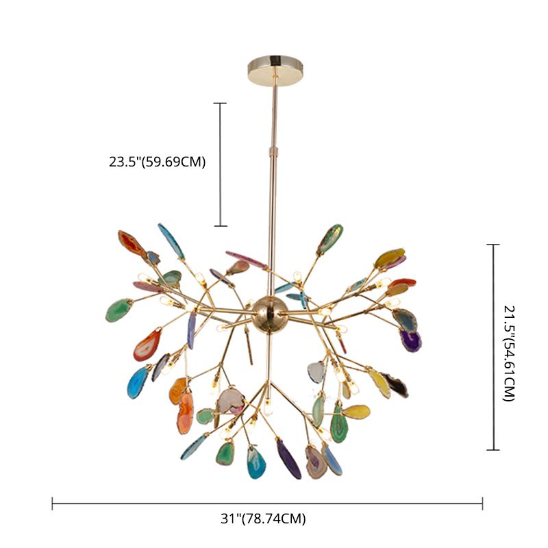 Metal Branch Hanging Light Kit Minimalistic Multi-Color Chandelier Light Fixture