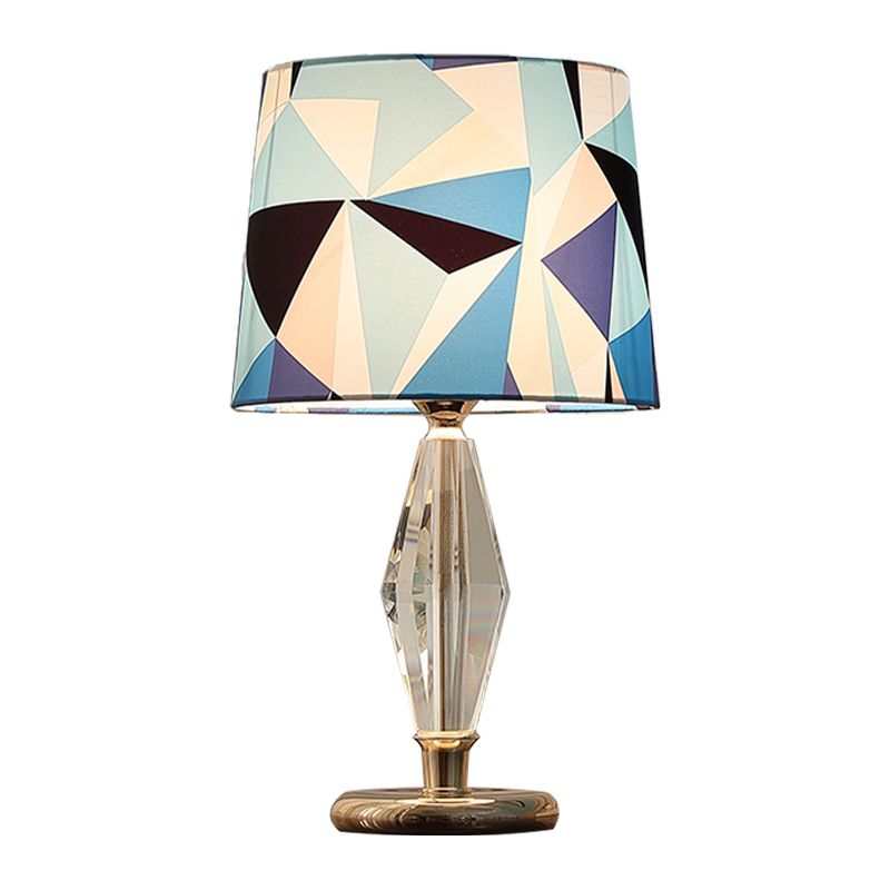 Patchwork stof tafellamp modern 1 lamp slaapkamer nachtkastje licht in blauw met kristal accent