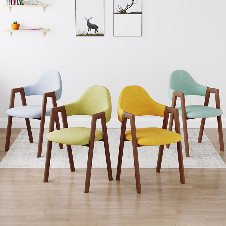 Contemporary Brown Kitchen Dining Arm Chair Wood Opening Back Dining Arm Chair