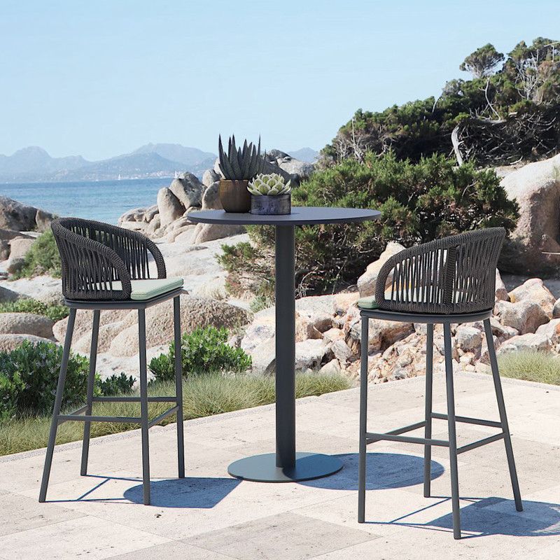 Industrial Style 1/3 Pieces Round Bar Table Set Metal Bar Height Set for Outdoor