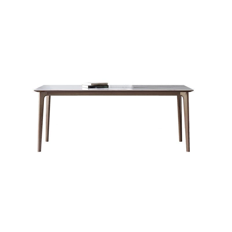Medieval Modern Sintered Stone Table for Restaurant Rectangle Table with 4 Wood Legs