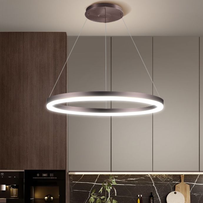 Moderne orbikuläre Form Kronleuchter Licht Metall 1 helle Kronleuchter -Beleuchtungsstoffe in Braun