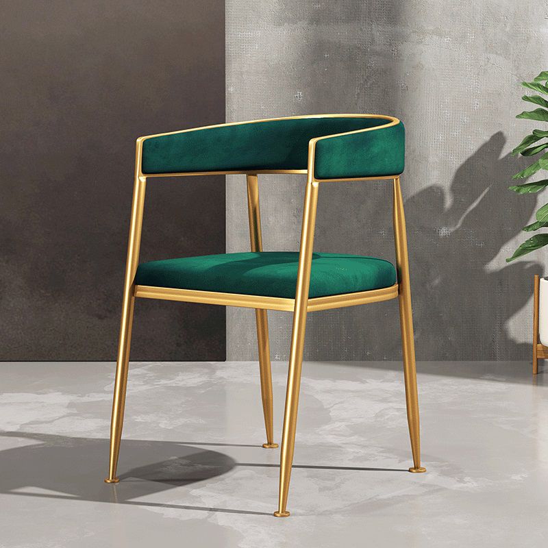 Silla lateral de comedor con respaldo abierto de estilo nórdico, tela de lino, silla sin brazos